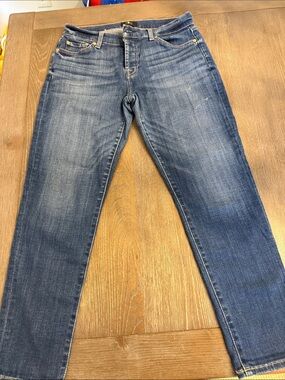 7 For All Mankind Straight Leg Jeans in Dark Blue Wash